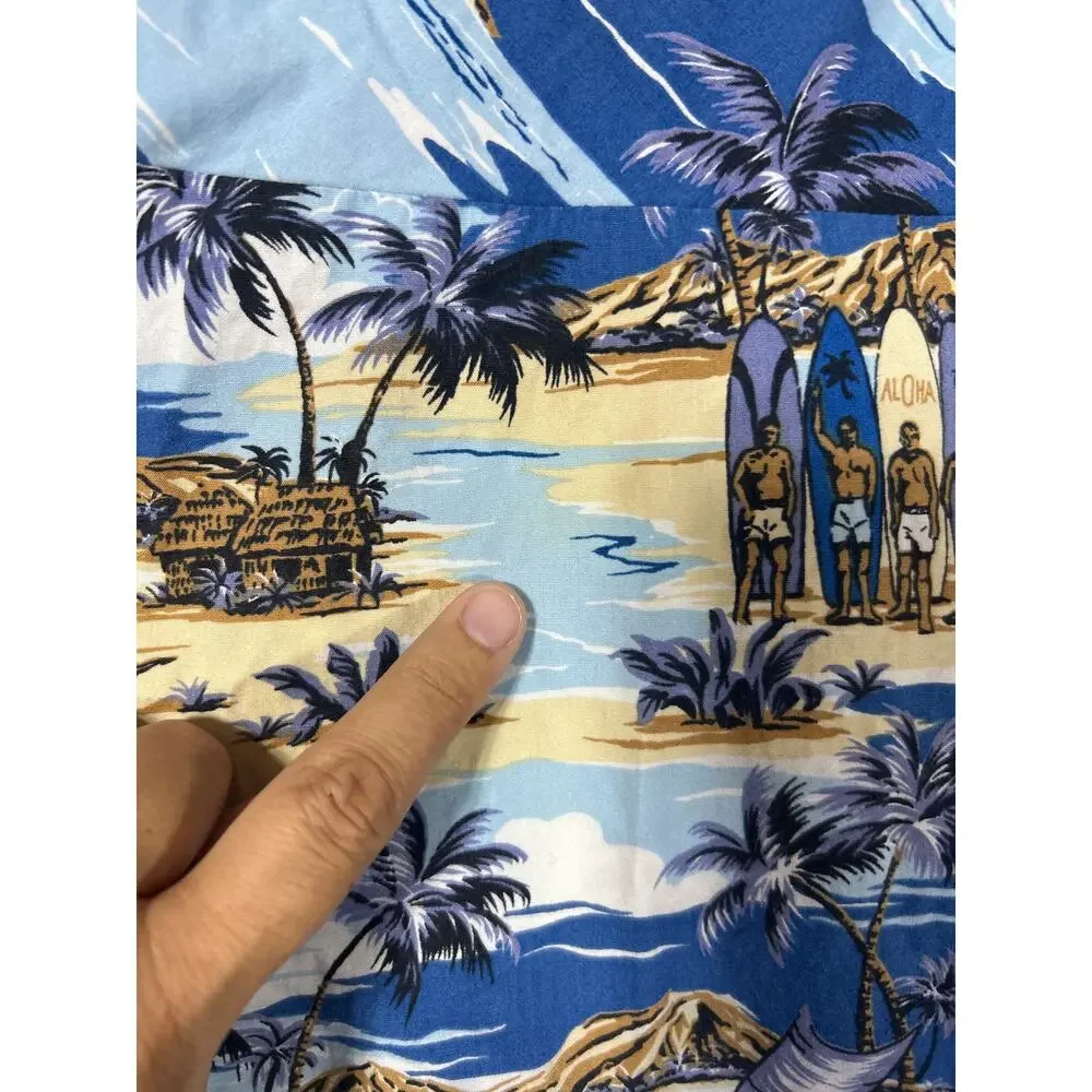 Hilo Hattie Dress Kids Large 10 12 Blue Tropical Hawaiian Sundress Aloha